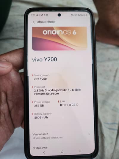 Vivo Y 200 8 256 GB + extendable 8 GB Ram original box charger