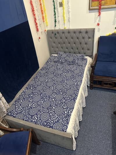 Single Bed wooden Cushion Back