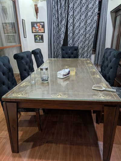 Dining Table 8 by 4 foot with Top glass