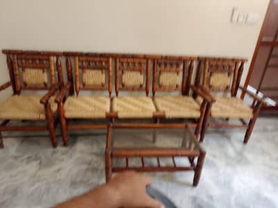 wooden sofa set with center table