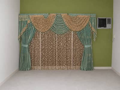 Green & Golden Curtain Set with Nets FOR SALE