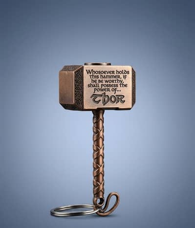 A METALLIC UNBREAKABLE KEYCHAIN.