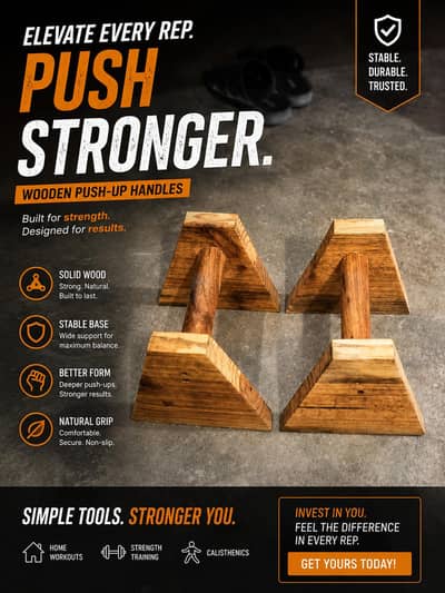 Premium wooden homemade pushup bar for calisthenics and training