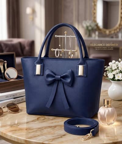 Blue Leather Shoulder Bag