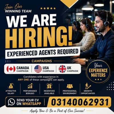 Experienced Call Center Agents Required