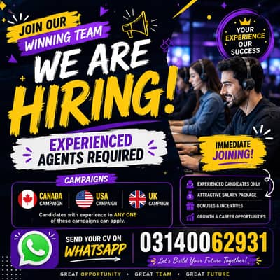 Experienced Call Center Agents Required