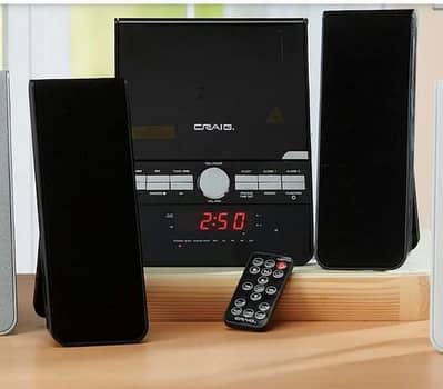 Craig 3-Piece Vertical CD Stereo Shelf System with AM/FM Bluetooth US