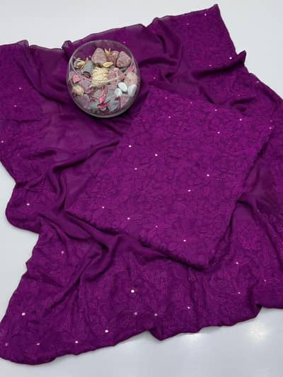 hand embroidery shiffon 2pc