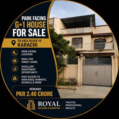 Park Facing G+1 House for Sale in FB Area Block 19 Karachi