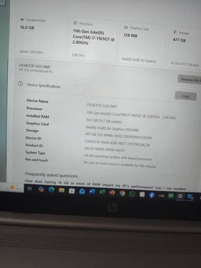 core i7 11th generation laptop neat and clean home use