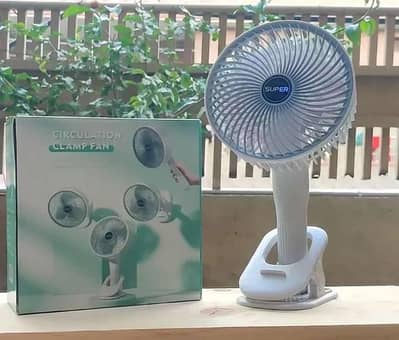 Super USB Rechargeable Clamp Fan 3 Speed Portable - New Box