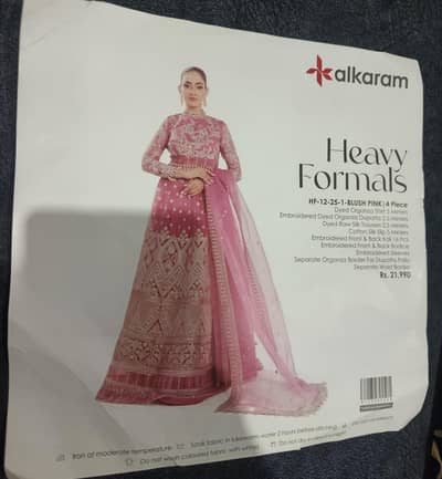Alkaram Luxury Formal Organza Suit – Pink Wedding/Party Wear
