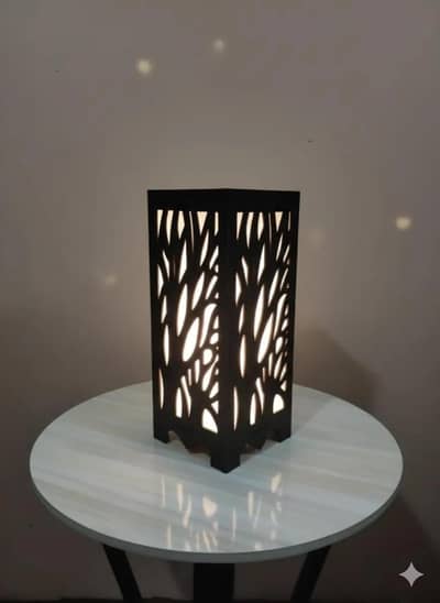 3D Wooden Tree Lamp Black Golden Modern Decor