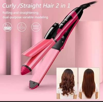 nova hair straightner 2-in-1 curling straightening pink black