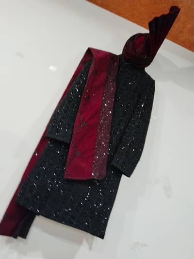 Black sheerwani + shawal + Kulla