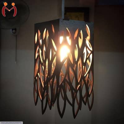 Rechargeable Leaf Pendant Lamp Golden Glow Black MDF