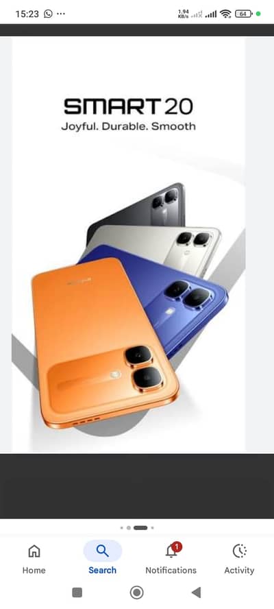 Infinix Smart 20|Infinix Mobile|4GB RAM + 64GB ROM