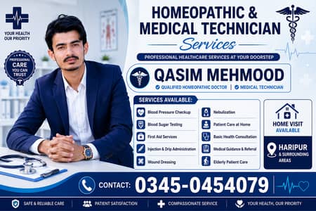 Homeopathic Doctor & Medical Technician Services | Home Visit Haripur