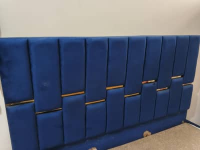 Blue Velvet Bed without mattress