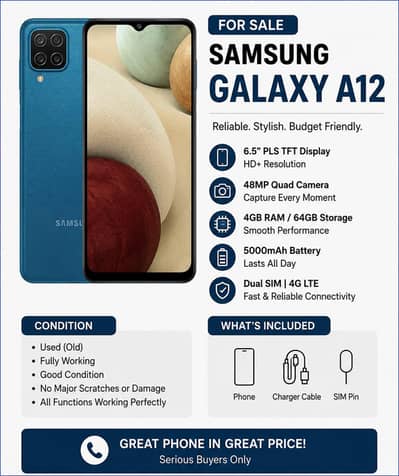 Samsung A12 With Box and All accessories