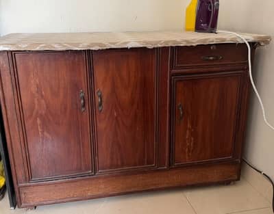 Wooden Ironing table with drawer and 3 cabins