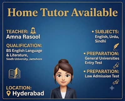 Experienced Female Home Tutor Available in Qasimabad Hyderabad