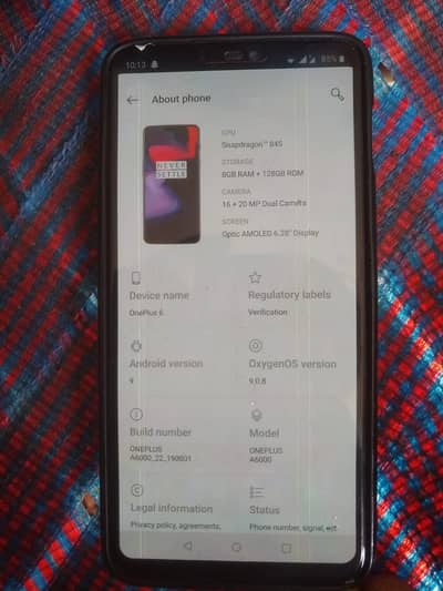 One Plus 6 Amoled Display 6.3" , Storage 8/128GB Dual SIm PTA Approved