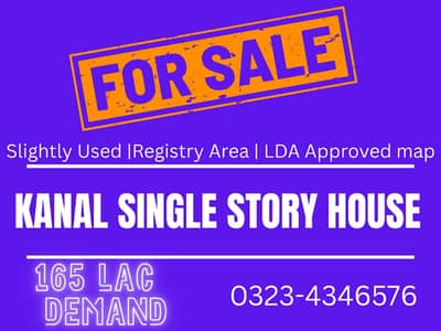 10 Marla Single Story House for Sale on Kanal Plot 2 bedrooms