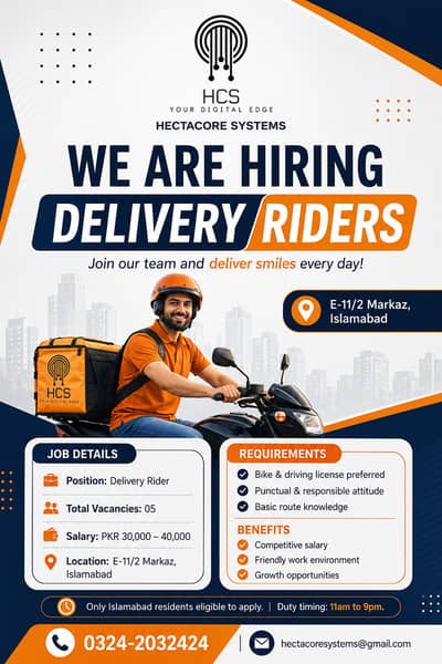 Delivery Riders Jobs | urgent Hiring | Male Jobs | Jobs