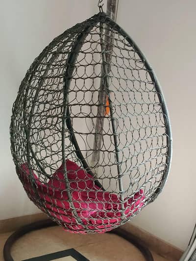 Hanging Swing Egg Chair with Stand - Rattan Wicker Jhoola