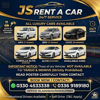 Rent A Car/Car Rental/BRV/Tours & Travel/Events/Hiace/Grand Cabin