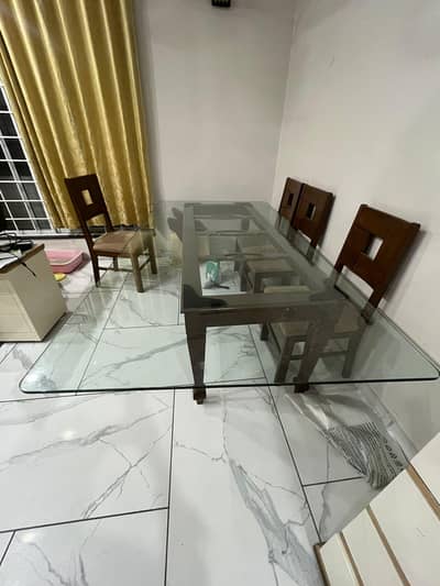 Solid Wood 8 Chairs Dining Table  4 by 12  mirr 4 by 12  mirror 12mm