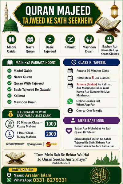 "Online Quran Classes With Tajweed | Madni Qaida | Nazra Quran"
