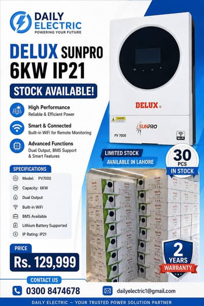 Delux SunPro 6kw PV7000 IP21 Low Price/ Low Budget.
