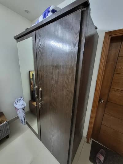 Modern 2-Door Wooden Wardrobe with Full-Length Mirror /Almirah/ Almari