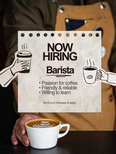 Barista Required or Fast Food chef