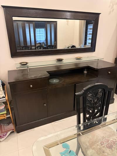Elegant Dark Wood Sideboard and Display Cabinet Set