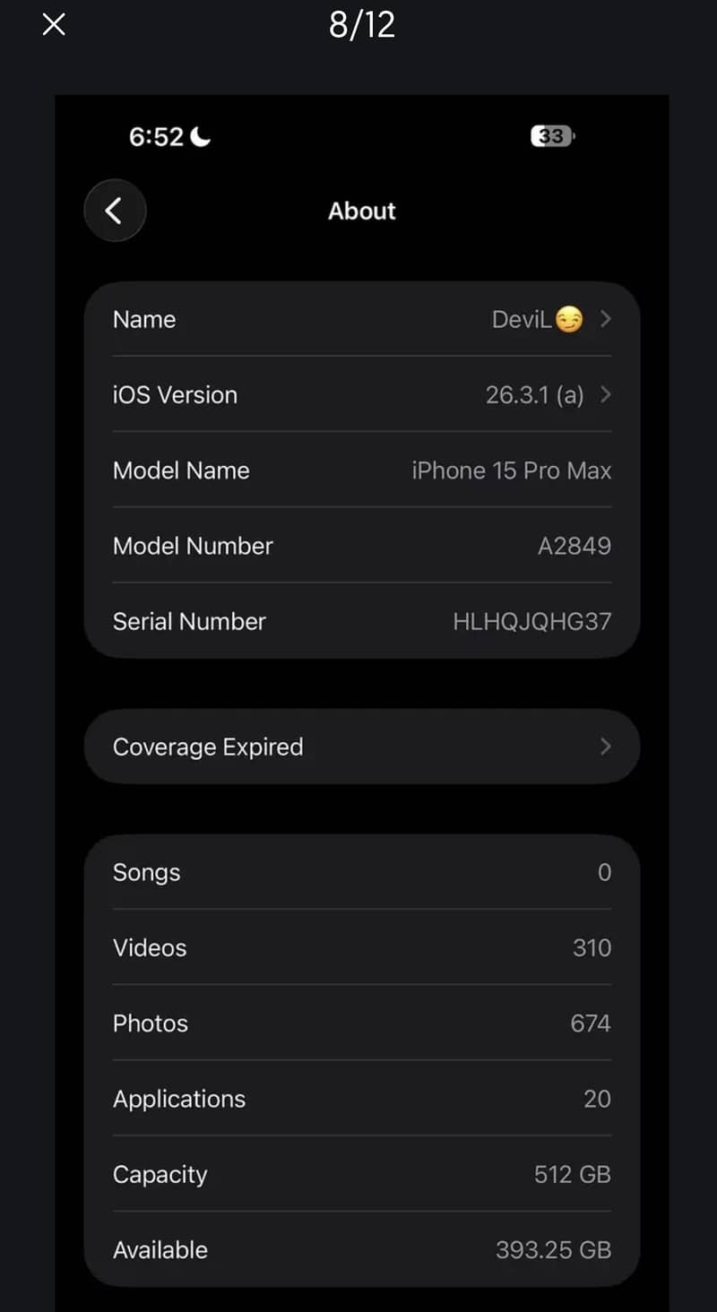 Iphone 15 pro max JV 8