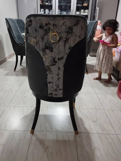 MARBLE TOP DINING TABLE (5'×3') WITH 6 CHAIRS