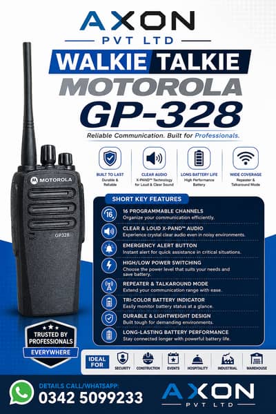 Motorola GP328 Long Range Walkie Talkie Rechargerable 5000mAh Battery