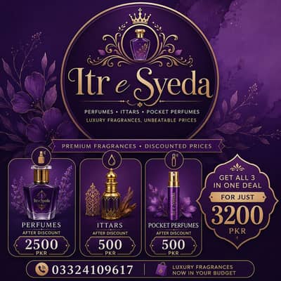 We have perfumes, ittar and pocket perfumes in very reasonable prices.