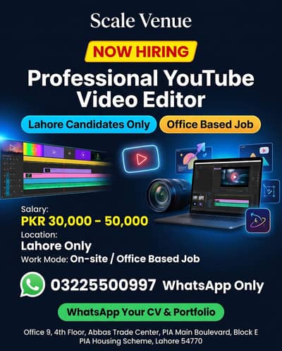 Scale Venue is hiring a Professional YouTube Video Editor
