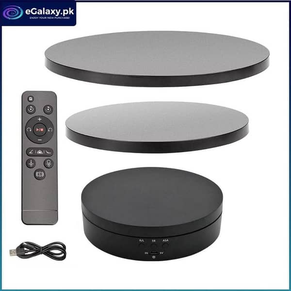 3-in-1 Rotating Display Stand – 5V Electric 360° Photography Turntable with Remote (Black)