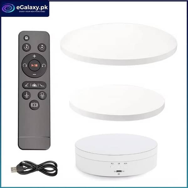 3-in-1 Rotating Display Stand – 360° Electric Photography Turntable with Remote (White)