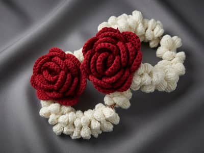 Handmade Elegant Red Rose Crochet Gajra Pair | Bridal wedding & Party