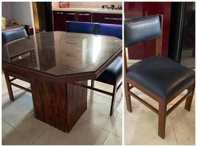 Solid Sheesham Dining Tabke with 6 chairs