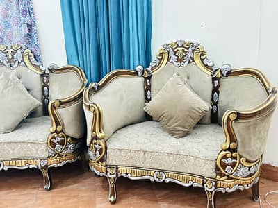 7 seater pure wood sofa set for sale urgently condition is good