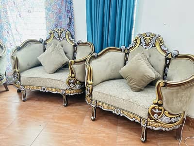 7 seater pure wood sofa set for sale urgently condition is good