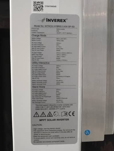 Inverex hybrid 5kw excellent condition for sale