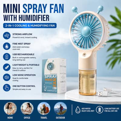 ​2-in-1 Mini Portable Mist Fan & Humidifier |USB Rechargeable fan